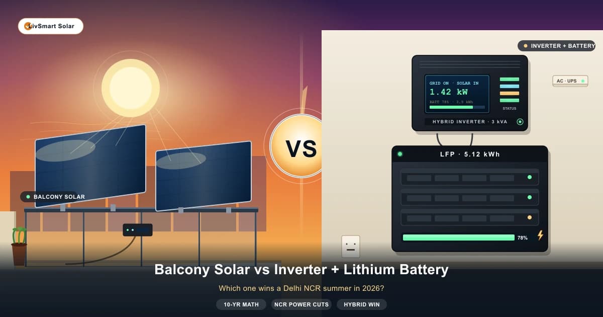 Balcony Solar vs Inverter + Lithium Battery: Which One Wins a Delhi NCR Summer in 2026?